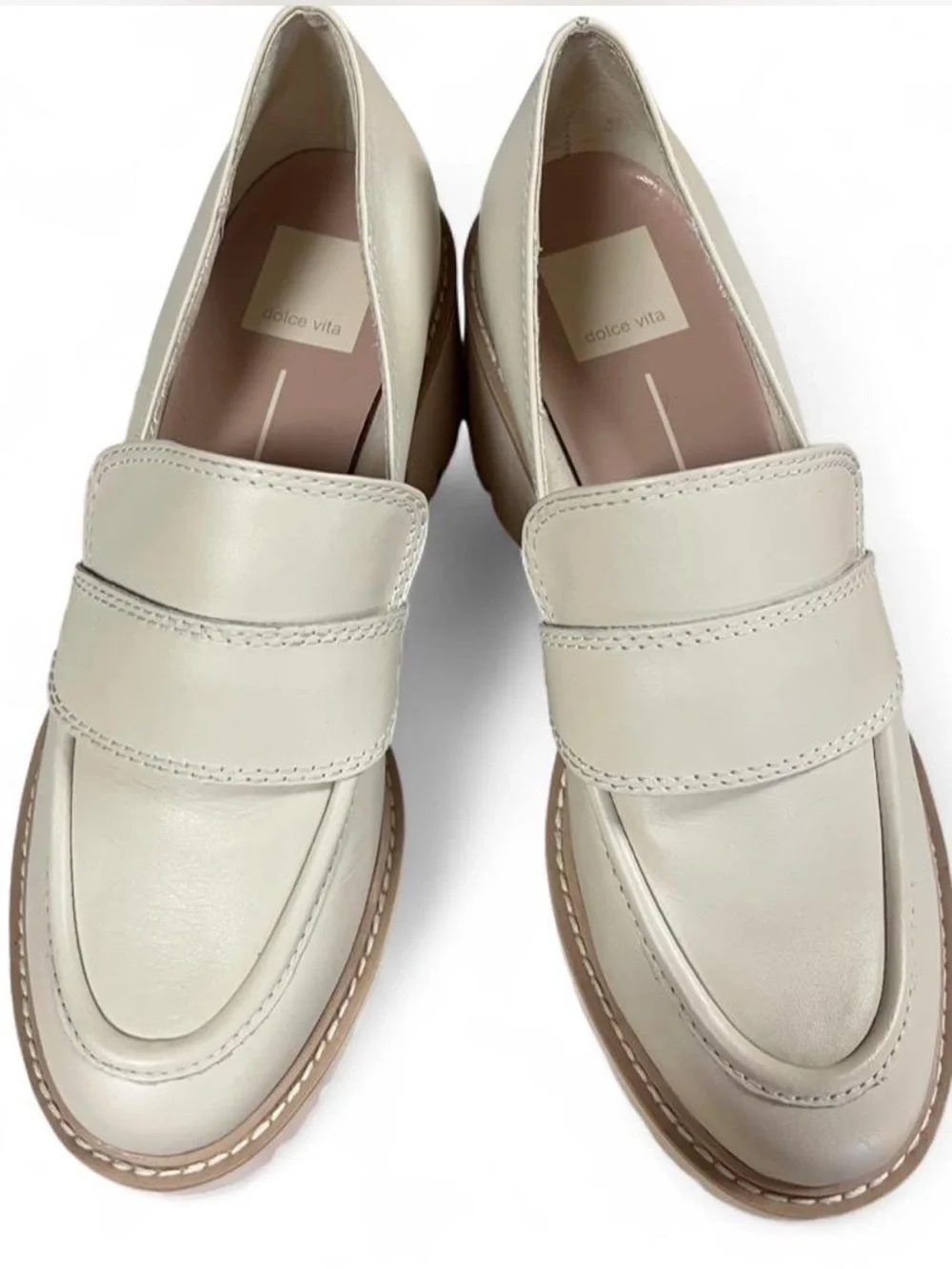 Dolce Vita Yanni Platform Penny Loafer Ivory Cream 6.5 NWOT